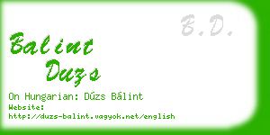 balint duzs business card